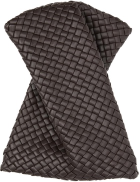 Brown Intrecciato Bow Tie Clutch