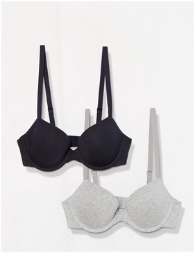 Amazon Essentials Women's Demi Cup Cotton Bra, Pack of 2