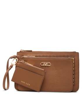 Anne Klein Womens Caning Trio Pouch Set, Natural/Chestnut