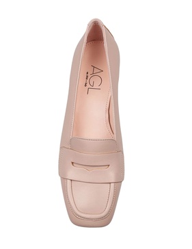 Angie Leather Moccasins Nude Color