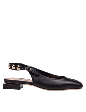Sling-back Angie L Spike In Black Leather With Studs