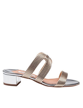 Mule Esencia 35 In Laminated Leather Color Light Gold/silver