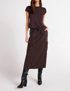 cargo midi skirt in chestnut