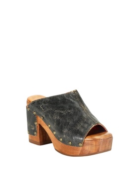 deva clog flatform heel in black lux