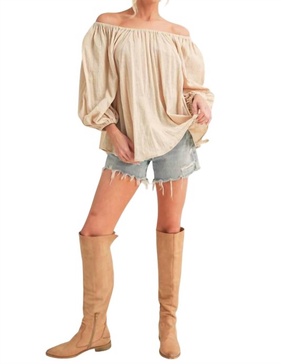 nately off shoulder tunic dress in oat