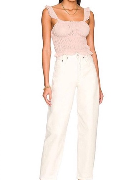 stacked ruffle tank top in pale pink