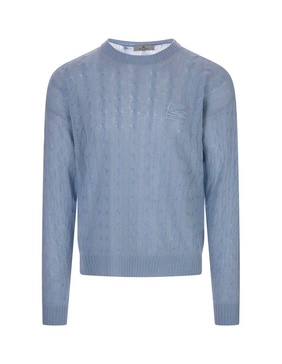 Light Blue Braided Cashmere Sweater