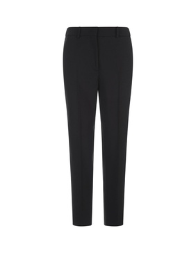 Black Stretch Wool Tailored Trousers