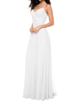 chiffon front cross v-neck maxi dress in ivory