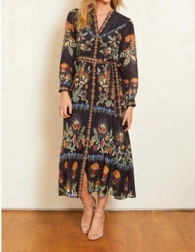 michelle dress in vintage cheetah in black floral