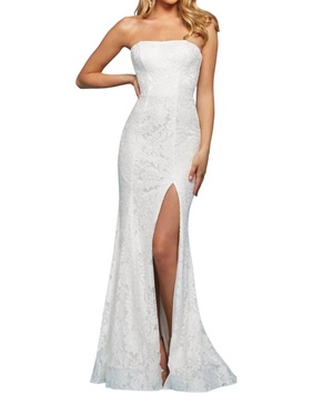 corset style lace-up back prom dress in ivory