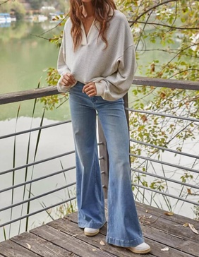 ivy league pullover top in cream taupe