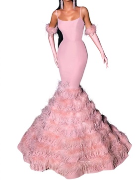 figure-hugging mermaid style dress in blush