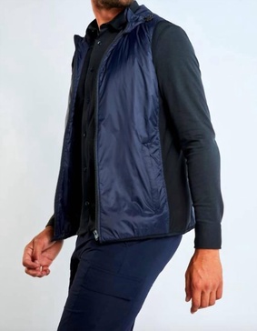 leonardo hooded vest in navy