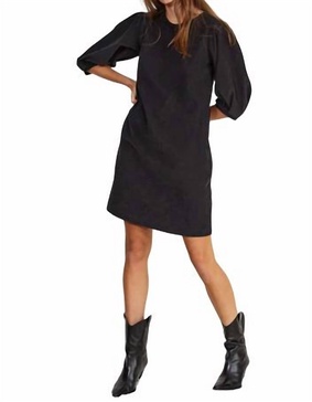 zina courduroy dress in black