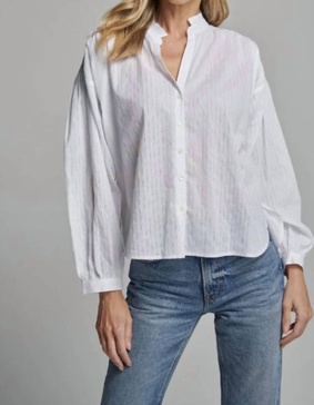 marie shirt in white stripe