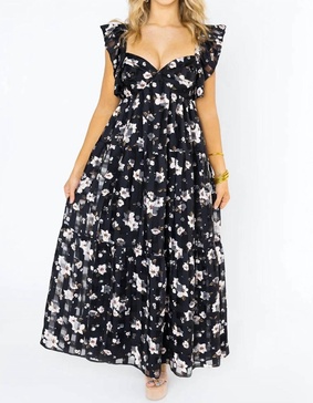 flower basket lilly maxi dress in black