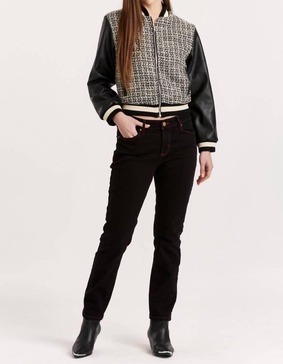 janel tweed mixed jacket in black/white