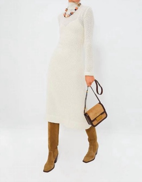 nona knit dress in ivory marble