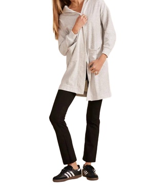 fleece duster w/ hood in grey