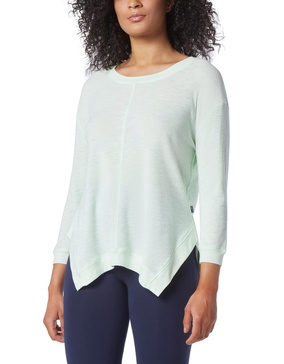 Andrew Marc Women's Performance Rib Trimming 3/4 Sleeve Sharkbite Tee