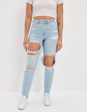 ae stretch ripped curvy mom jean