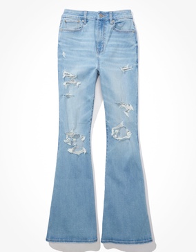 ae ne(x)t level ripped curvy super high-waisted flare jean