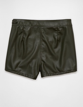 ae high-waisted vegan leather wrap skort