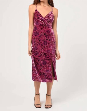 prima velvet burnout slip dress in pink