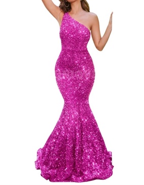 long mermaid prom dress in pink
