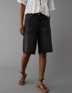 ae dreamy drape stretch low-rise baggy bermuda denim short