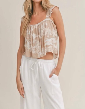 desert print ruffled tank