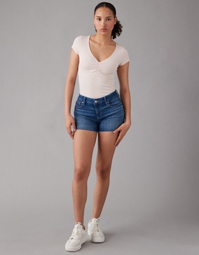 ae next level curvy denim midi short