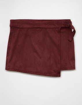 ae high-waisted sueded faux wrap skort