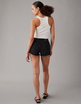 ae next level curvy high-waisted ripped denim short short