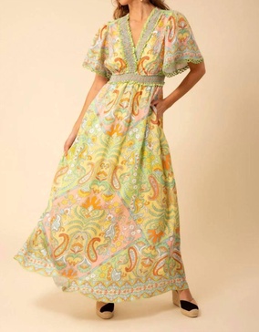 elsie linen maxi dress in green