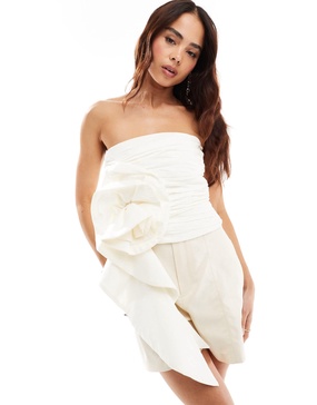 Mango corsage side bandeau top in white
