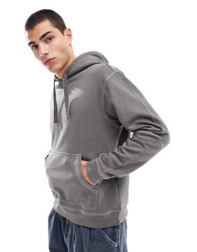 Another Influence contrast stitch hoodie in charcoal