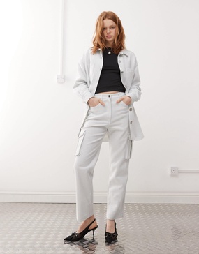 Amy Lynn straight leg utility pants in silver - part of a set