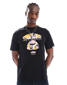 Aape by A Bathing Ape logo chest t-shirt in black