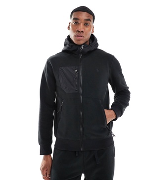 Polo Ralph Lauren hybrid polar fleece full zip hoodie in black - part of a set
