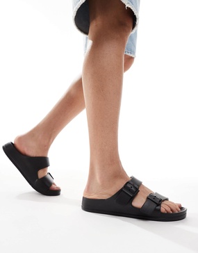 ASOS DESIGN two strap sandals in black rubber