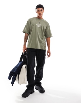 ASOS DESIGN oversized t-shirt in green with front chest print