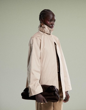 & Other Stories short trench jacket with strap funnel neck detail in beige