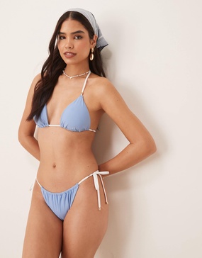 Abercrombie & Fitch cheeky tie side bikini bottom in blue - part of a set