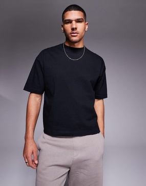 ASOS DESIGN premium heavyweight oversized boxy t-shirt 300gsm in black