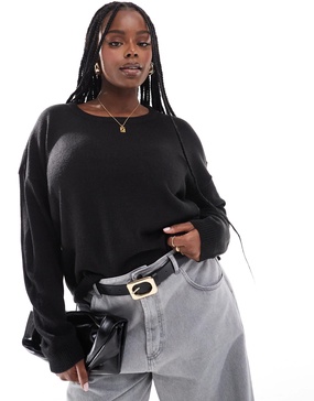 Brave Soul Plus crew neck sweater in black