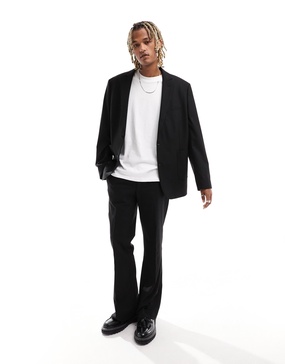 ASOS DESIGN high rise flare suit pants in black