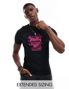 ASOS DESIGN muscle fit t-shirt in black with front print