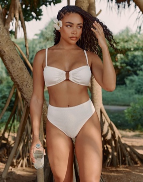 4th & Reckless x Loz Vassallo lulu crinkle high waist bikini bottoms in cream